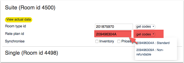 List of Expedia rate plan IDs to select from