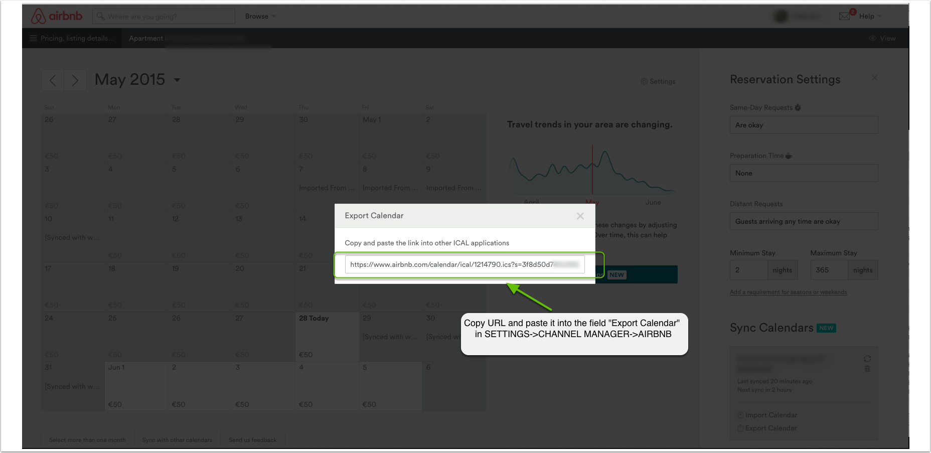 Airbnb Export Calendar URL