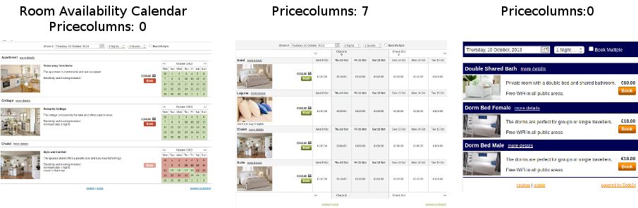 Example of an adaptive booking page layout