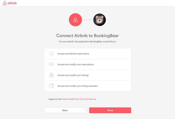 Airbnb authorisation page for Beds24