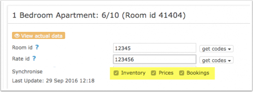 Inventory, Prices and Bookings tick boxes for Despegar