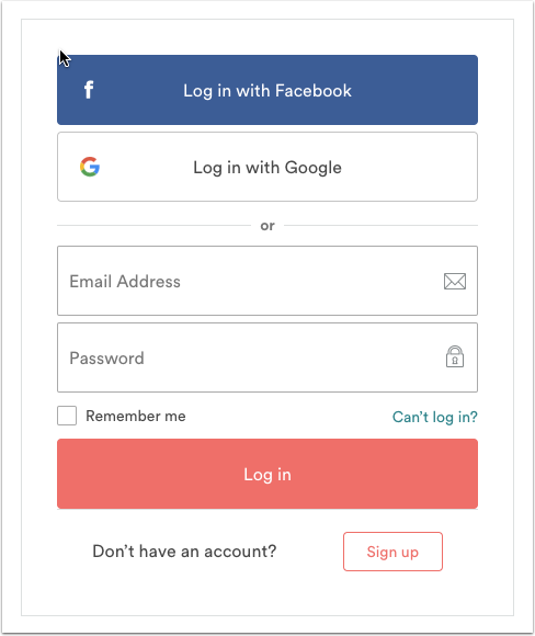 Airbnb log in screen with the Sign Up option
