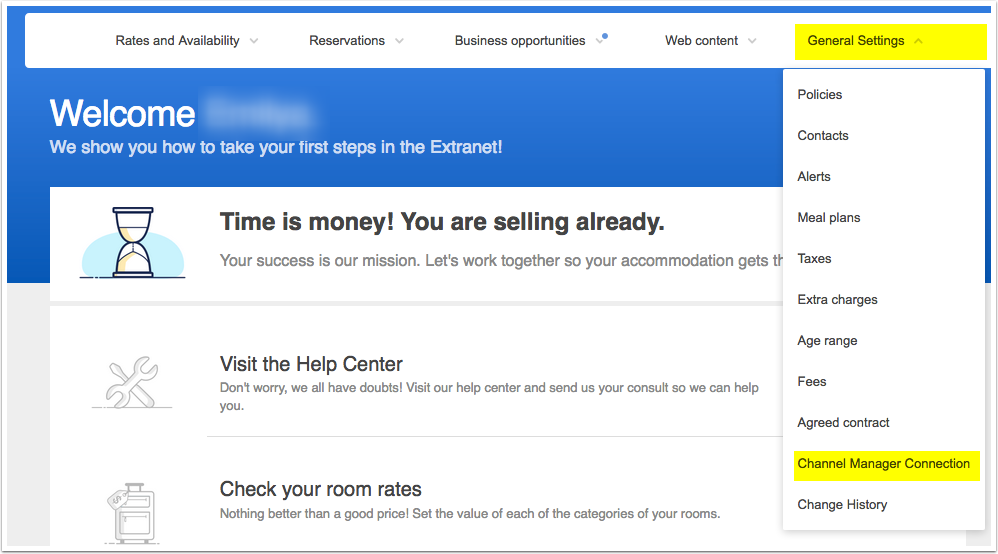 Despegar extranet: channel manager selection