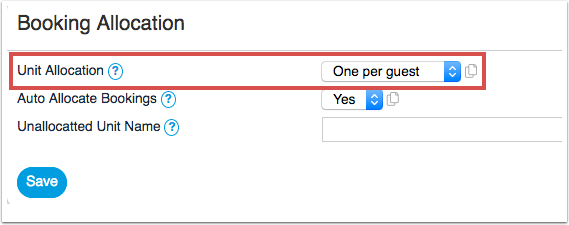 Unit Allocation set to One per Guest