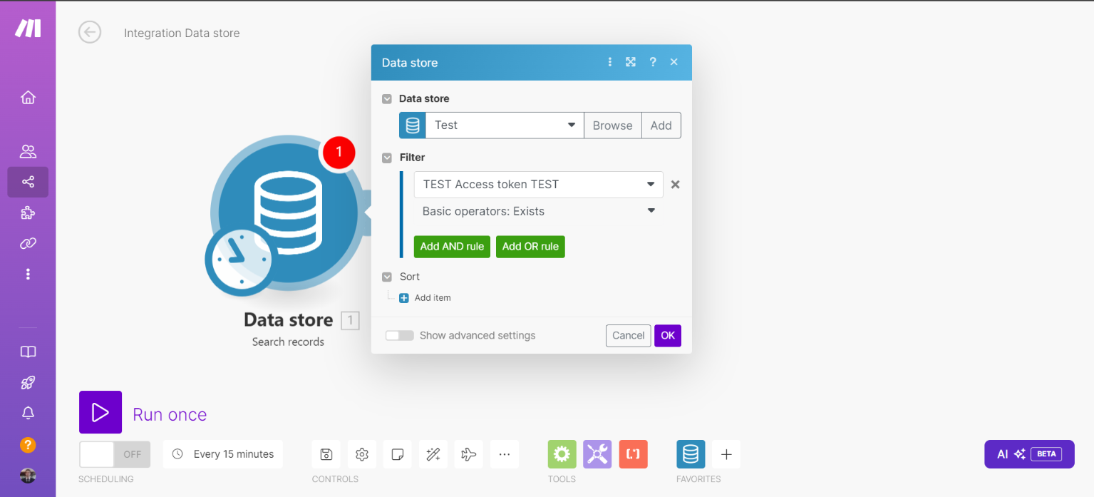 Search Record filter with Basic Operation Exist