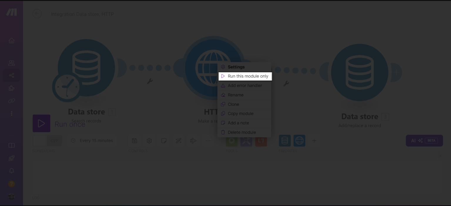 Add or Replace Record module saved before the first run