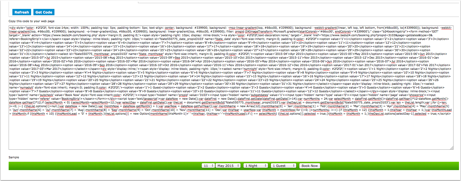 Generated widget code