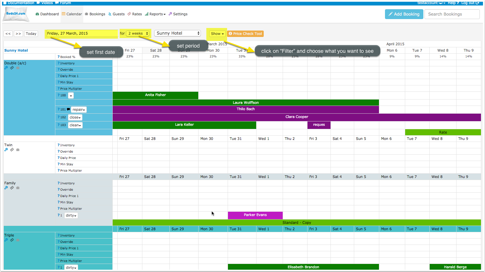 Display options on the Legacy Calendar page
