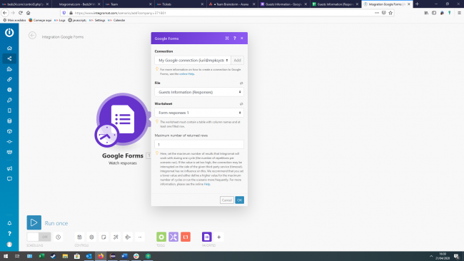 Watch Responses connection settings in Make