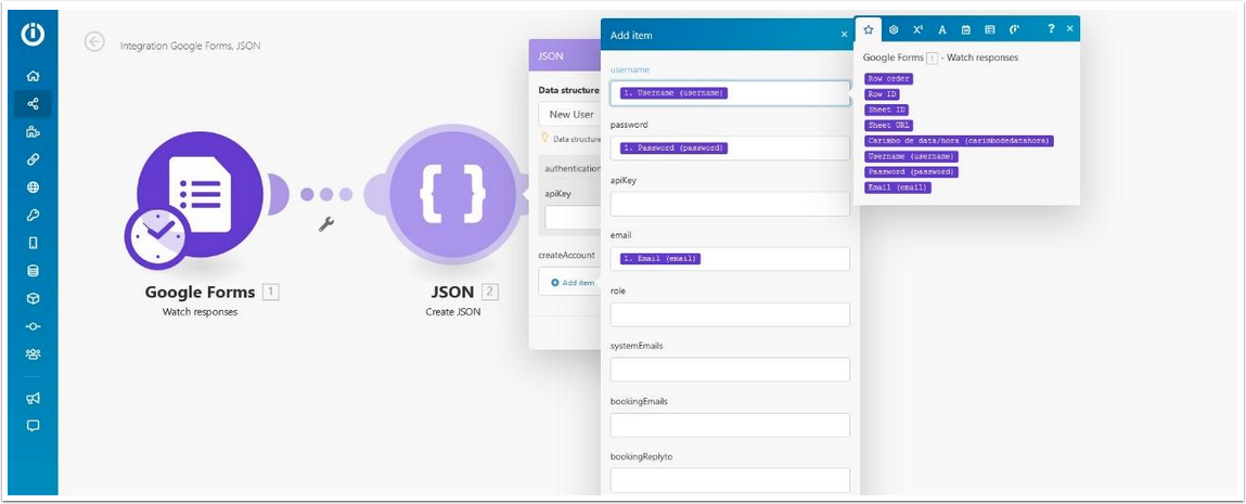 Authentication box for the API key in the JSON module
