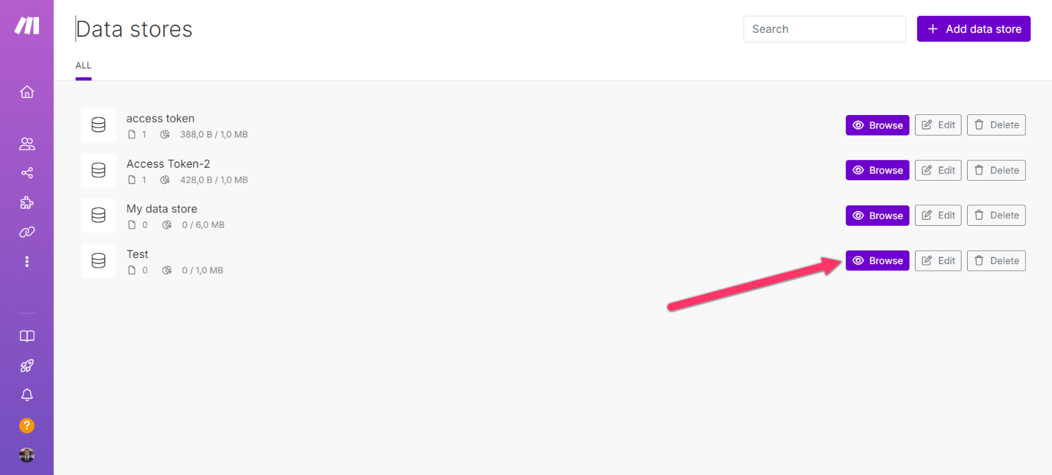 Browse the data store in Make