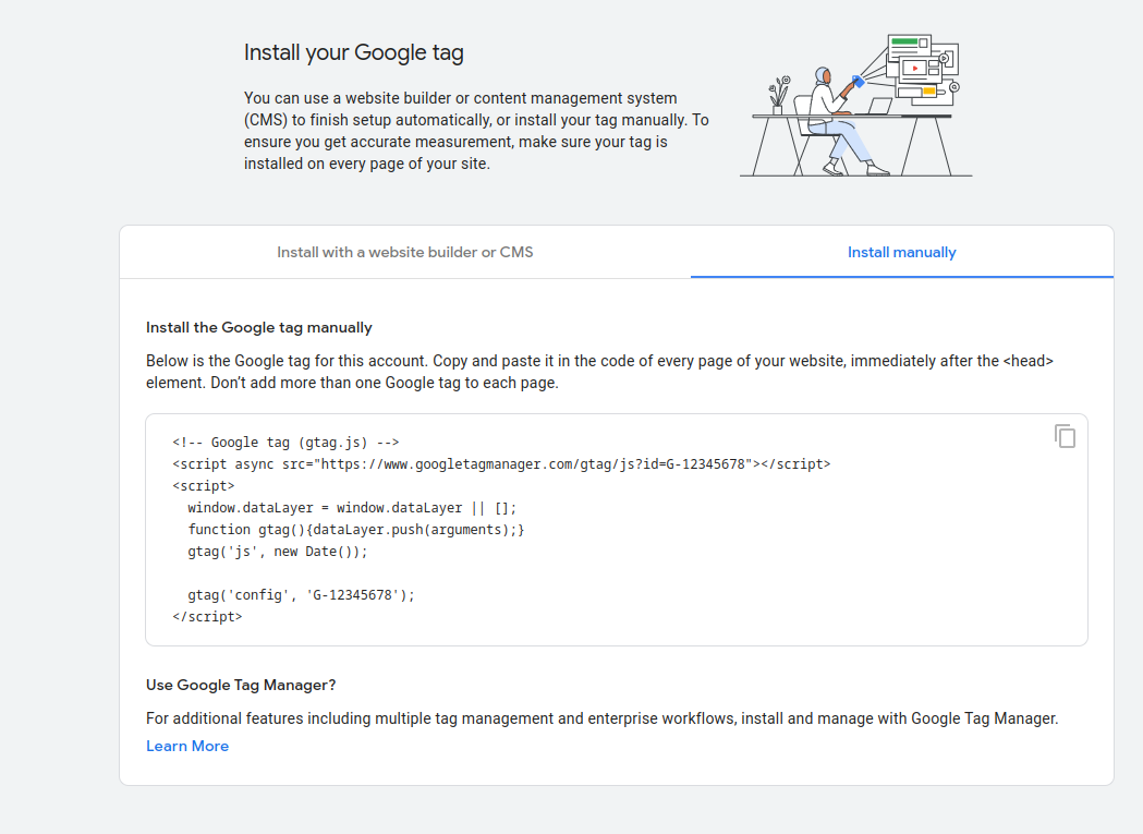 Example Google Analytics tracking script in the Insert in HTML HEAD setting
