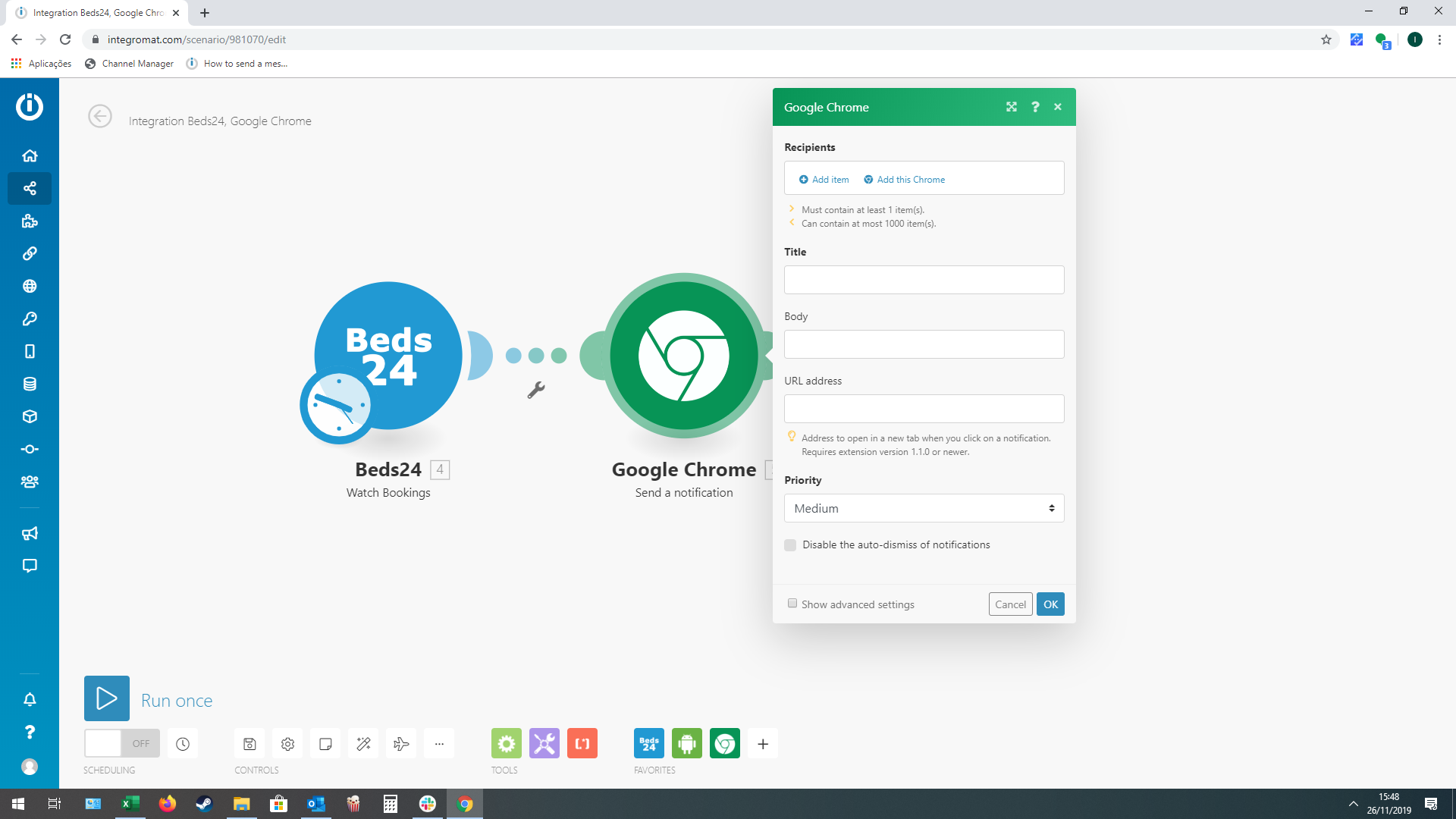 Google Chrome module in Make