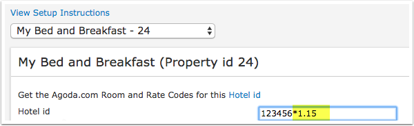 Price multiplier setting in the channel manager settings