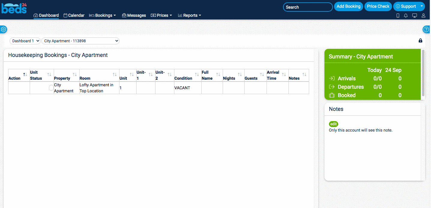 Booking status set to Request with the sub-status Waitlist