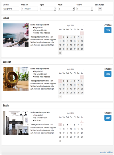Booking page layout 1