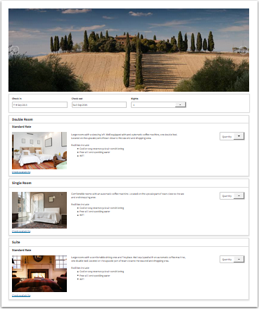 Booking page layout 2