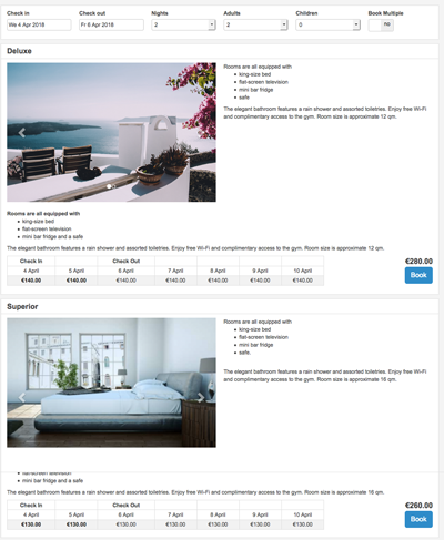 Booking page layout 3