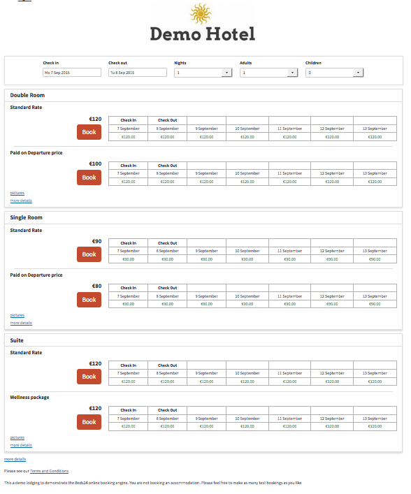 Booking page layout 6