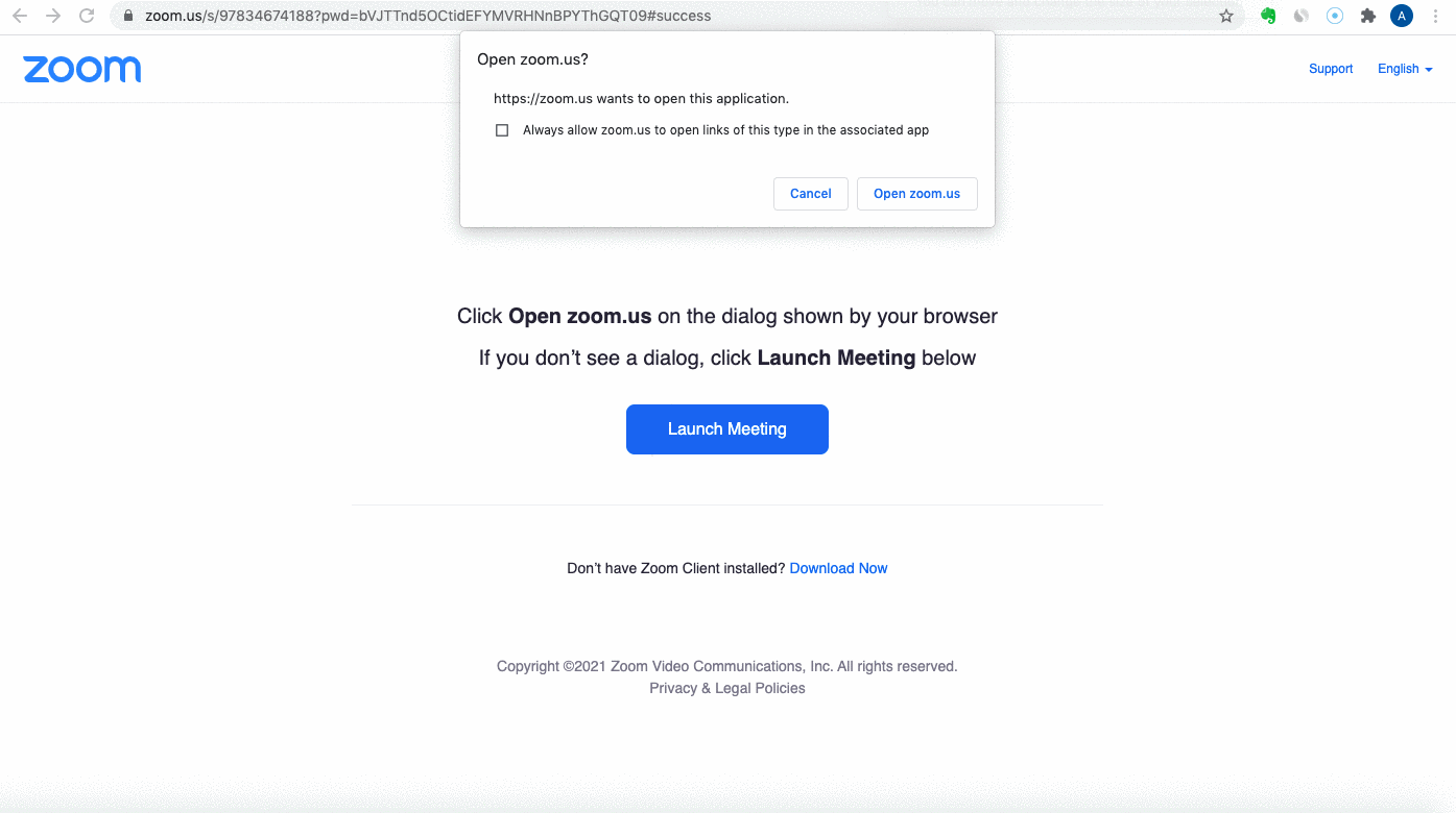 Animation: joining a Zoom webinar from the browser without a Zoom account
