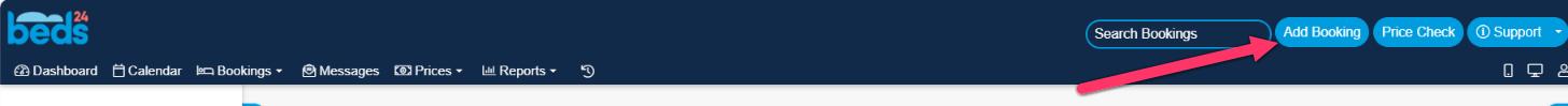 Add Booking button at the top right